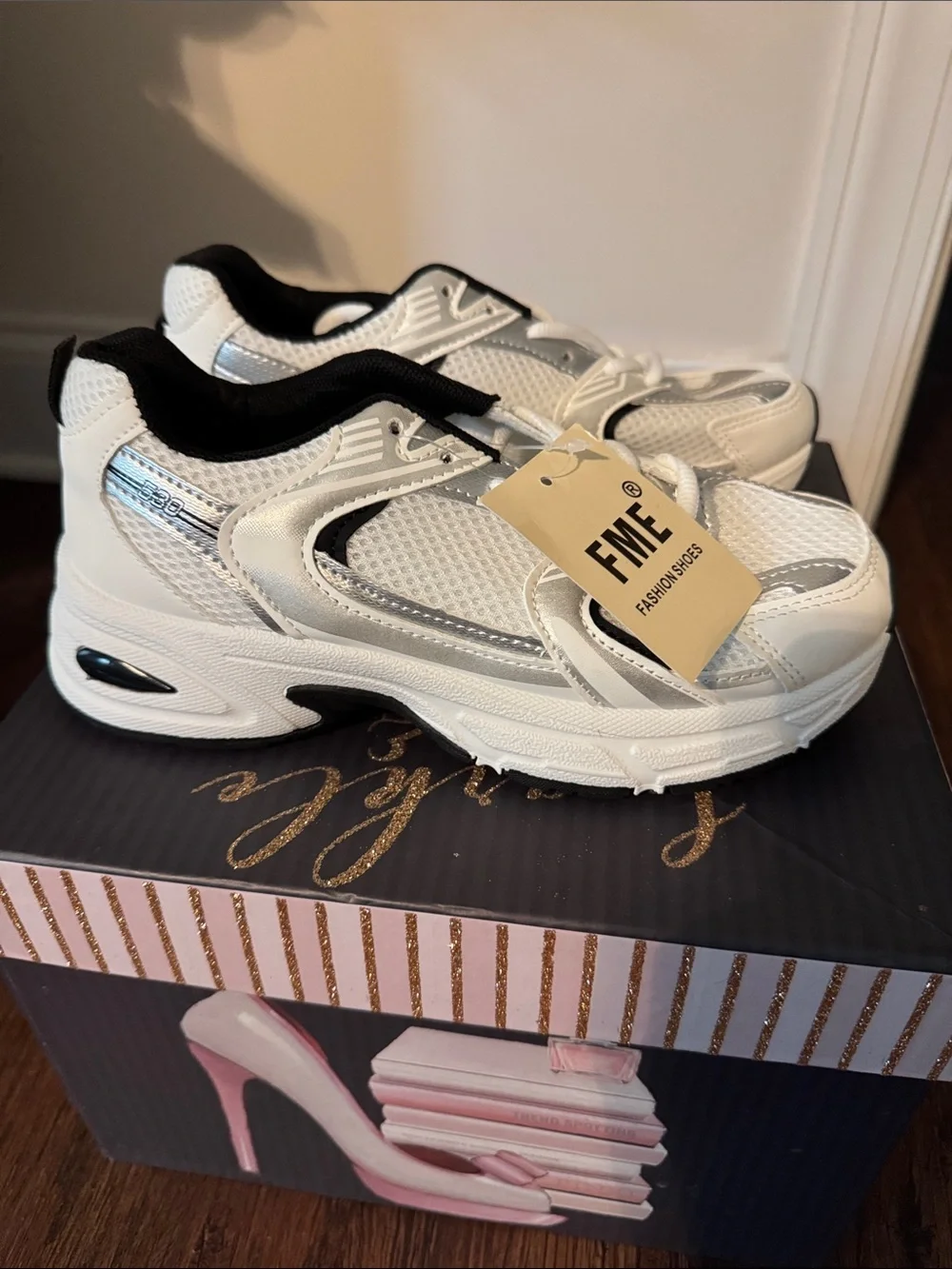 ME Makeover Essentials White and Gray Kids Sneakers